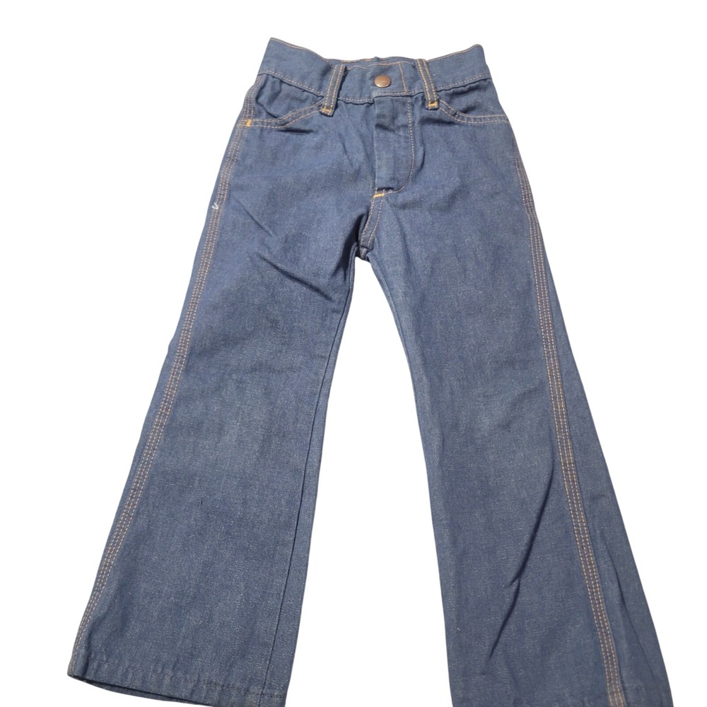 Hot Dogs Jeans Kids Blue Denim Vintage 70s 80s Straight Leg Contrast Stitch Pant